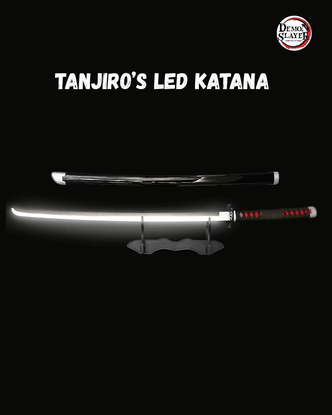 LED Demon Slayer Tanjiro’s Nichirin Cosplay Katana Premium Life Size Led Wooden Katana [104 CM]