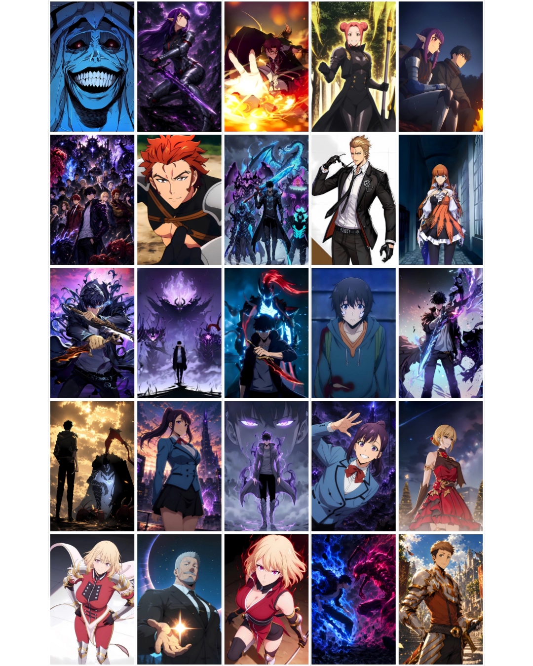 Set Of 25 Solo Levelling Anime Wall Posters (90x140 mm) with Glue Tape | 300 GSM Perfect for Wall decor for Bedroom, Office, Gaming Room and Anime Lovers